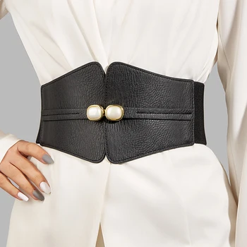Elástico Largo Espartilho Cintos De Mulheres Rebite Cintura Plus Size Cinto Vestido De Cintura Grande Extensão Cummerbunds Pu De Couro E Roupas-Acessórios