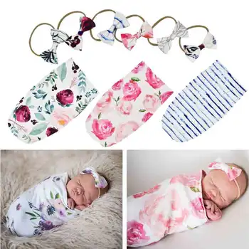 De Algodão Macio Infantil Swaddle Musselina Cobertor De Bebê Recém-Nascido Envoltório Panos Cobertor, Saco De Dormir+Cabeça De Roupas Conjunto