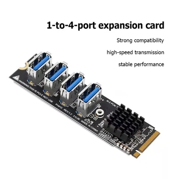 M. 2 TECLA M PCI-E Riser Card 4 portas PCI-E X1 Módulo Adaptador de 1 a 4 Placa de Expansão para o Windows XP /7/8/10 Vista