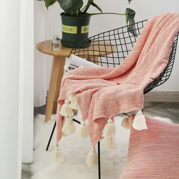 Novo estilo Americano Fenglingge tricô cobertor de lã sofá tampa cobertor de ar condicionado cobertor de tricô borla xale