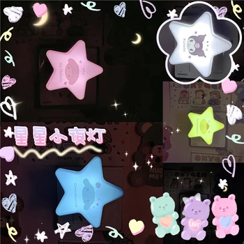 4 Cores Kuromi Melodia Estrelas da Noite do DIODO emissor de Luz Criativas de Decoração do Quarto de Luz Bebê de Alimentação Lâmpada de Cabeceira a Luz da Noite Brinquedos 0