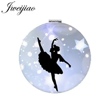 JWEIJIAO Elegante Balé Espelho do Bolso de Dança Irlandesa Ginástica Dançarina, Bailarina Rodada Espelho de Maquilhagem Couro do PLUTÔNIO